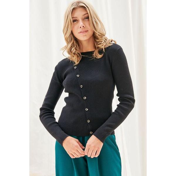 Faith Apparel Button Up Long Sleeve Knit Top