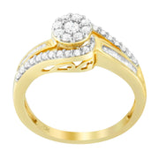 Bids.com 10K Yellow Gold Diamond Cluster Ring (1/2 Cttw, I-J Color, I2-I3 Clarity) - Size 6 Rings