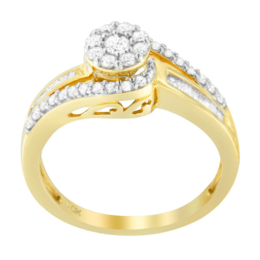 Bids.com 10K Yellow Gold Diamond Cluster Ring (1/2 Cttw, I-J Color, I2-I3 Clarity) - Size 6 Rings