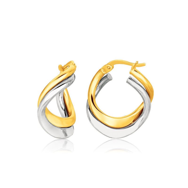 Bids.com 14k Two Tone Gold Earrings in Fancy Double Twist Style Earrings