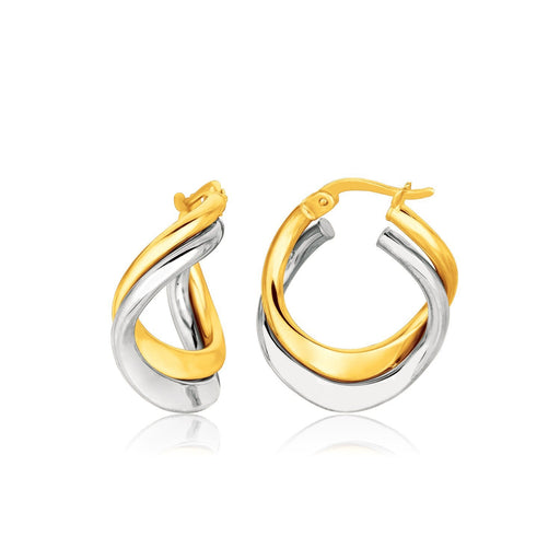 Bids.com 14k Two Tone Gold Earrings in Fancy Double Twist Style Earrings