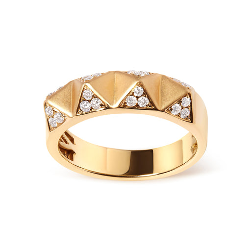 Bids.com 14K Yellow Gold 1/4 Cttw White Diamond Pyramid Band Ring (G-H Color, SI1-SI2 Clarity)- Size 7 Rings
