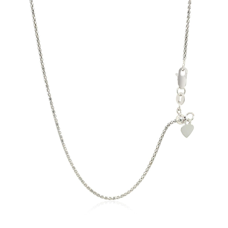 Bids.com 14k White Gold Adjustable Popcorn Chain 1.3mm Necklaces