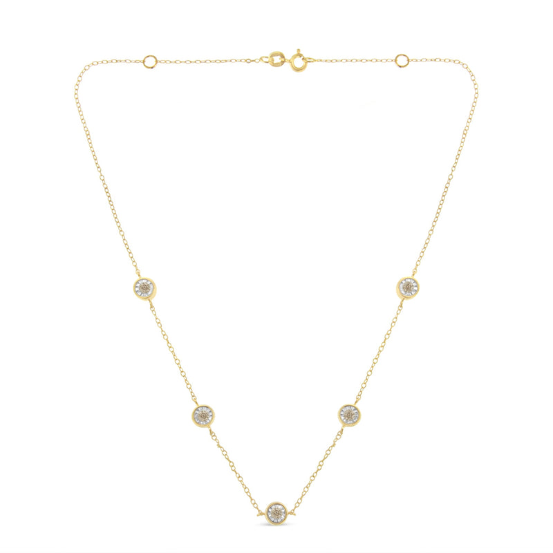 Bids.com Yellow Color Plated Sterling Silver Diamond Station Necklace (1/2 cttw, K-L Color, I2-I3 Clarity) Necklaces