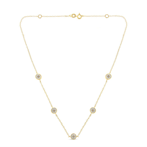 Bids.com Yellow Color Plated Sterling Silver Diamond Station Necklace (1/2 cttw, K-L Color, I2-I3 Clarity) Necklaces
