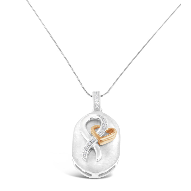 Bids.com 10k Rose Gold and Sterling Silver 1/10ct TDW Round Cut Diamond Interlocked Heart and Ribbon Pendant Necklace (H-I, I1-I2) Necklaces