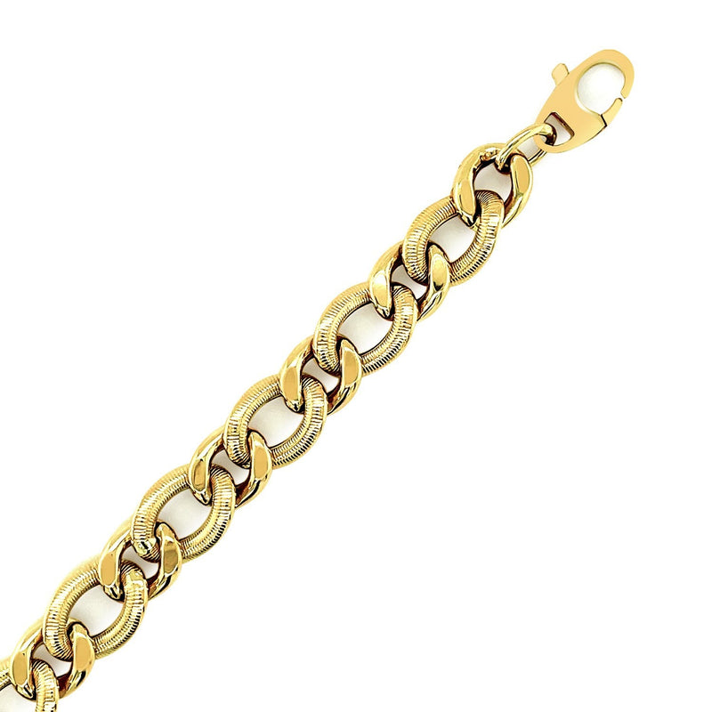 Bids.com 14k Yellow Gold Curb Chain Design with Diamond Cuts Bracelet Bracelets
