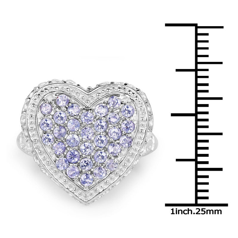 Bids.com 1.81 Carat Genuine Tanzanite and White Topaz .925 Sterling Silver Ring Rings