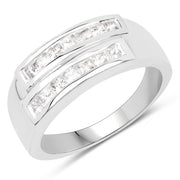 Bids.com 0.70 Carat Genuine White Sapphire .925 Sterling Silver Ring Rings