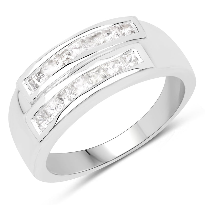 Bids.com 0.70 Carat Genuine White Sapphire .925 Sterling Silver Ring Rings