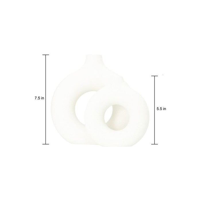 Modern Ceramic Vase Round Shape - 2 pcs/set