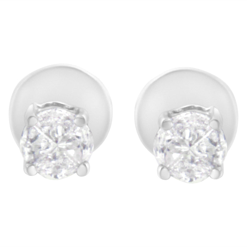 Bids.com 14K White Gold 1/2 Cttw Pie-Cut Diamond Solitaire Stud Earrings (H-I Color, SI1-SI2 Clarity) Earrings