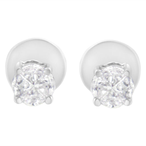 Bids.com 14K White Gold 1/2 Cttw Pie-Cut Diamond Solitaire Stud Earrings (H-I Color, SI1-SI2 Clarity) Earrings