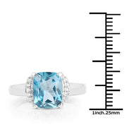 Bids.com 3.55 Carat Genuine London Blue Topaz & White Topaz .925 Sterling Silver Ring Rings