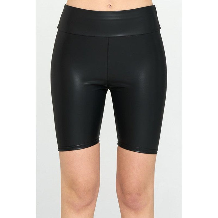 High Waist Pu Biker Shorts