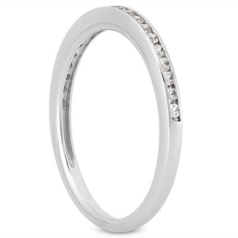 Bids.com 14k White Gold Slim Profile Diamond Channel Set Wedding Ring Band Rings