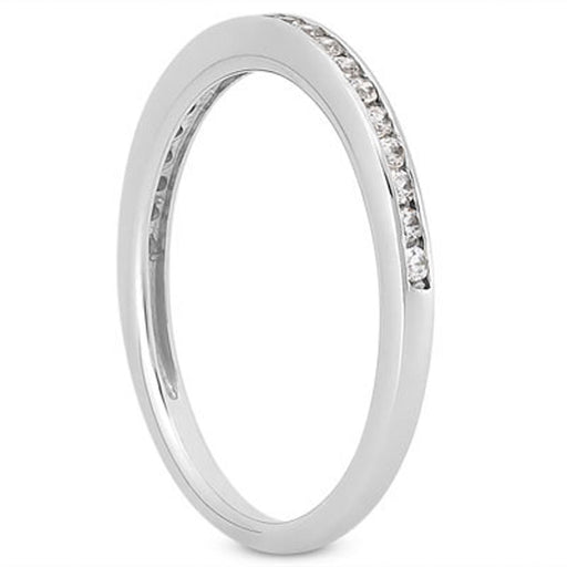 Bids.com 14k White Gold Slim Profile Diamond Channel Set Wedding Ring Band Rings