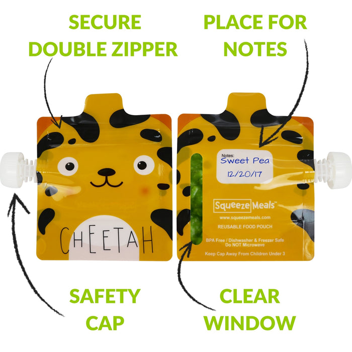 Reusable Food Pouches - Zoo