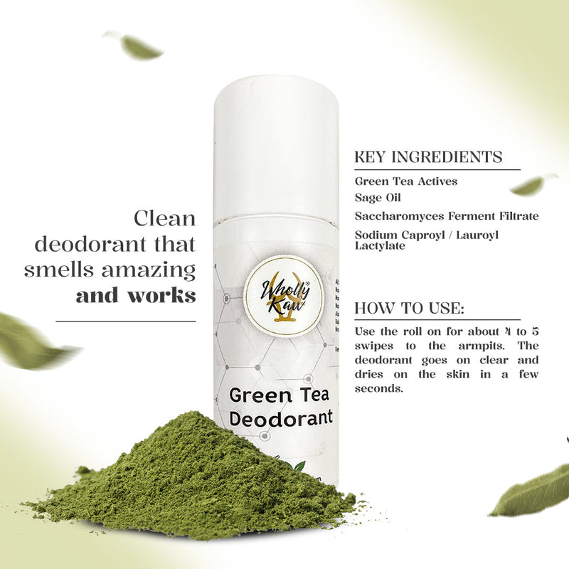 WhollyKaw Green Tea Deodorant - Dermatologist Tested Men