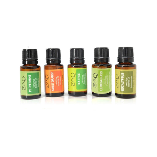 ZAQ Skin & Body - Gift Set-5 Pack - Essential Oils - (Eucalyptus, Lemongrass, Orange, Peppermint, Tea Tree)