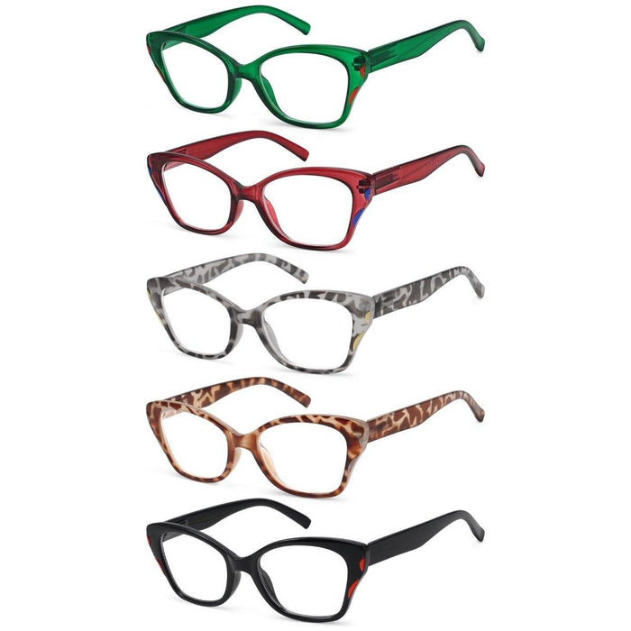 Eyekeeper - 5 Pack Stylish Reading Glasses Cat-Eye Readers R2126