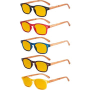 eyekeeper.com 5 Pack Bamboo-look Temple Blue Light Blocking Readers HP034 Eyeglasses