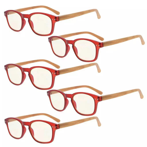 eyekeeper.com 5 Pack Bamboo-look Temples Blue Light Filter Reading Glasses CG034 Eyeglasses