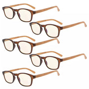 eyekeeper.com 5 Pack Bamboo-look Temples Blue Light Filter Reading Glasses CG034 Eyeglasses
