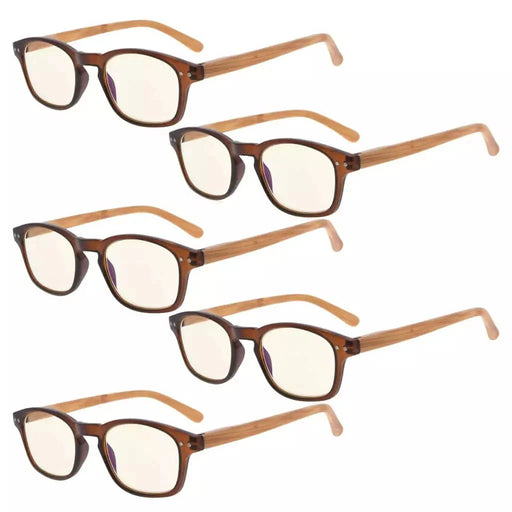 eyekeeper.com 5 Pack Bamboo-look Temples Blue Light Filter Reading Glasses CG034 Eyeglasses