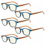 eyekeeper.com 5 Pack Bamboo-look Temples Blue Light Filter Reading Glasses CG034 Eyeglasses