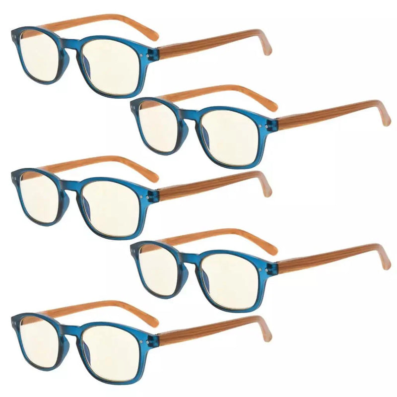 eyekeeper.com 5 Pack Bamboo-look Temples Blue Light Filter Reading Glasses CG034 Eyeglasses