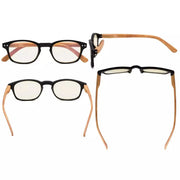 eyekeeper.com 5 Pack Bamboo-look Temples Blue Light Filter Reading Glasses CG034 Eyeglasses