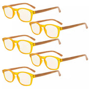 eyekeeper.com 5 Pack Bamboo-look Temples Blue Light Filter Reading Glasses CG034 Eyeglasses