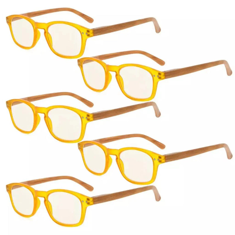 eyekeeper.com 5 Pack Bamboo-look Temples Blue Light Filter Reading Glasses CG034 Eyeglasses