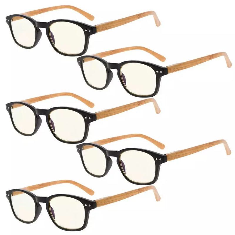 eyekeeper.com 5 Pack Bamboo-look Temples Blue Light Filter Reading Glasses CG034 Eyeglasses