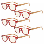 eyekeeper.com 5 Pack Bamboo-look Temples Blue Light Filter Reading Glasses CG034 Eyeglasses