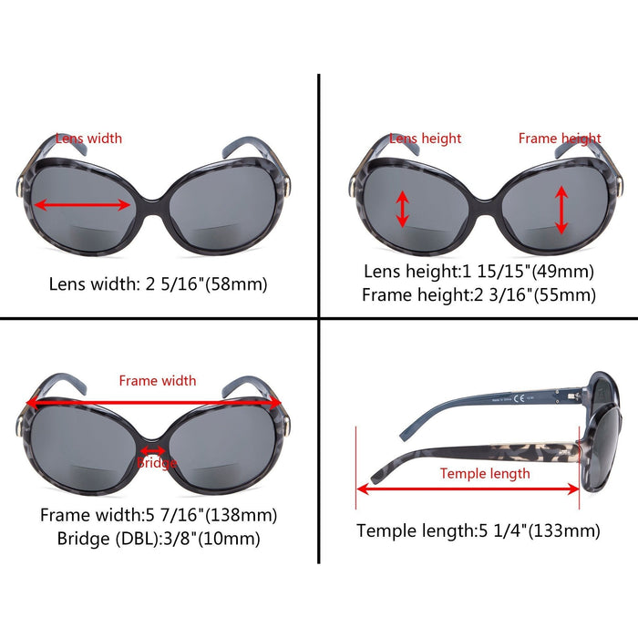 Eyekeeper - 5 Pack Stylish Bifocal Reading Sunglasses For Women S055