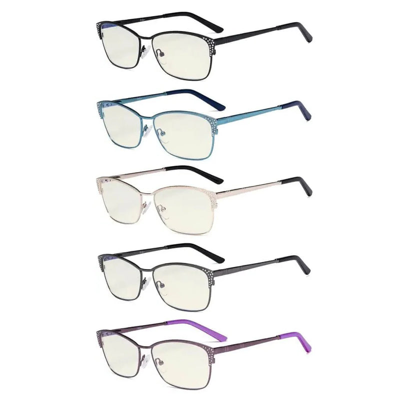 eyekeeper.com 5 Pack Blue Light Filter Eyeglasses with Crystals UV17001 Eyeglasses