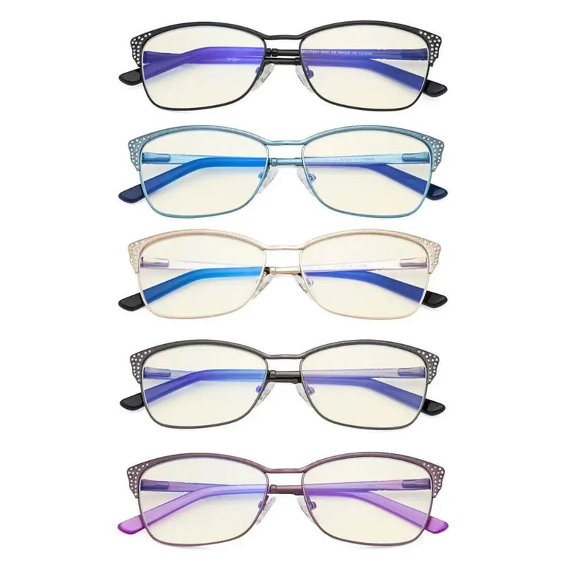 eyekeeper.com 5 Pack Blue Light Filter Eyeglasses with Crystals UV17001 Eyeglasses