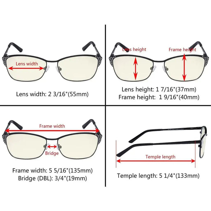 eyekeeper.com 5 Pack Blue Light Filter Eyeglasses with Crystals UV17001 Eyeglasses
