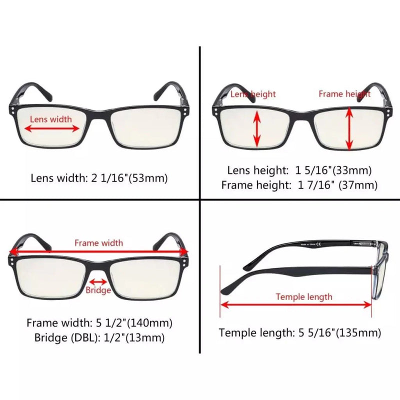 eyekeeper.com 5 Pack Blue Light Filter Reading Glasses UVR802 Eyeglasses