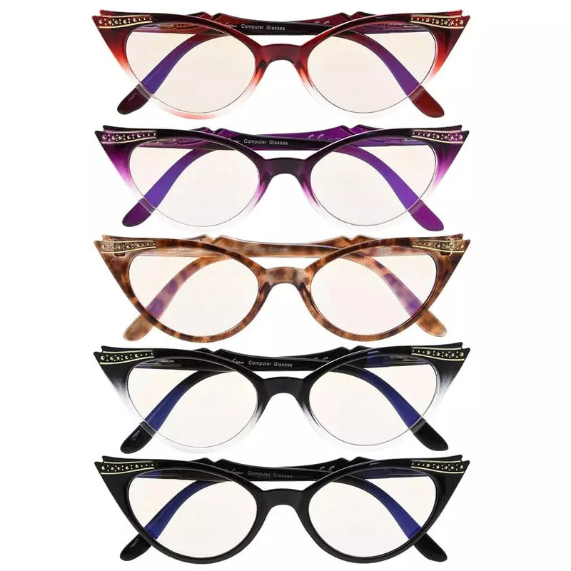 eyekeeper.com 5 Pack Cat-eye Blue Light Blocking Reading Glasses CG914 Eyeglasses