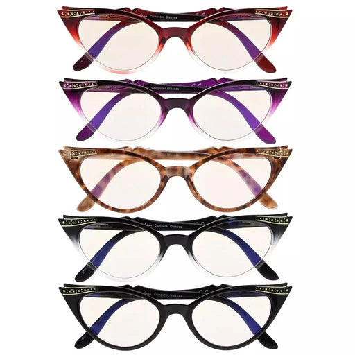 eyekeeper.com 5 Pack Cat-eye Blue Light Blocking Reading Glasses CG914 Eyeglasses