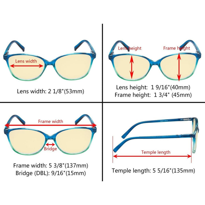 Eyekeeper - 5 Pack Cat-Eye Blue Light Blocking Reading Glasses Tmfh2