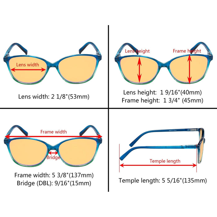 Eyekeeper - 5 Pack Cat-Eye Blue Light Blocking Reading Glasses Hpfh2