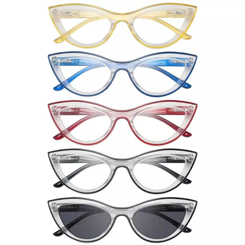eyekeeper.com 5 Pack Cat-eye Fashion Reading Glasses Contrast Color Readers R2121 Eyeglasses