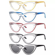 eyekeeper.com 5 Pack Cat-eye Fashion Reading Glasses Contrast Color Readers R2121 Eyeglasses