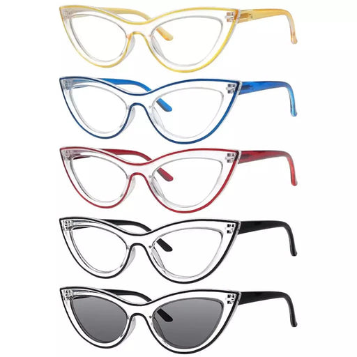 eyekeeper.com 5 Pack Cat-eye Fashion Reading Glasses Contrast Color Readers R2121 Eyeglasses