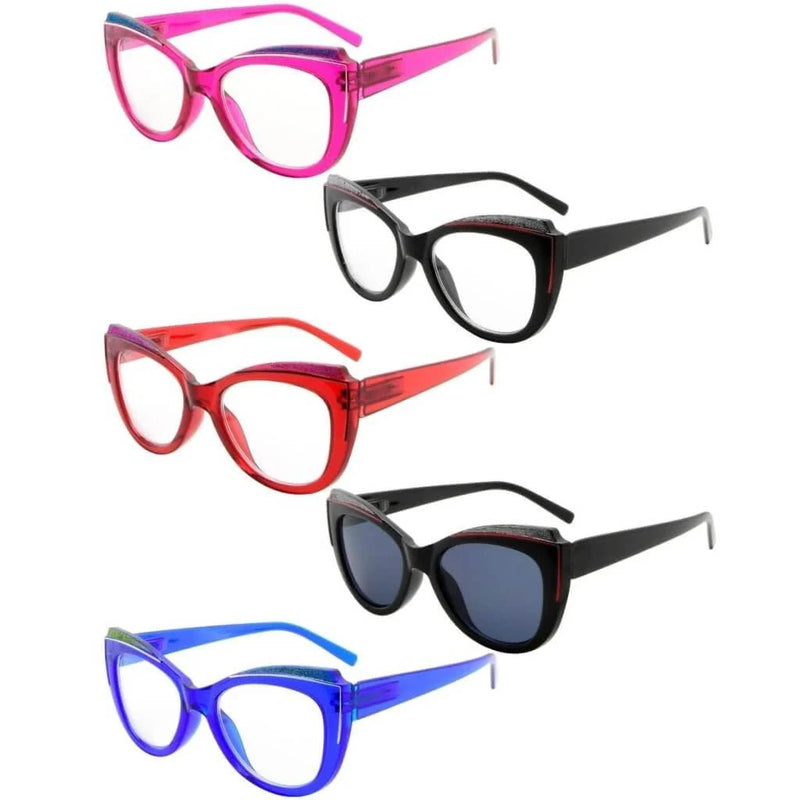 eyekeeper.com 5 Pack Cat-eye Reading Glasses Charming Readers R2118 Eyeglasses