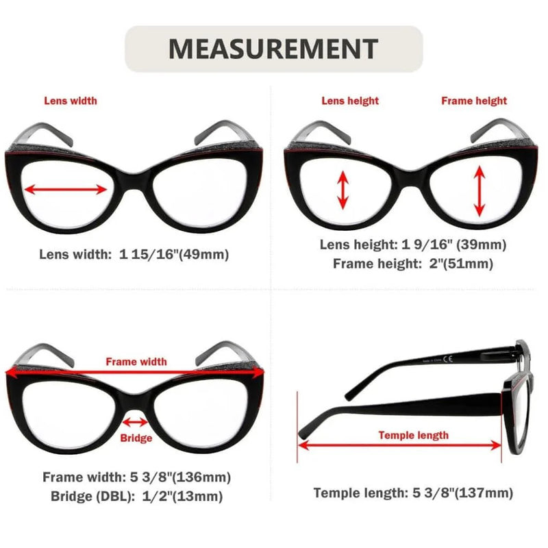 eyekeeper.com 5 Pack Cat-eye Reading Glasses Charming Readers R2118 Eyeglasses